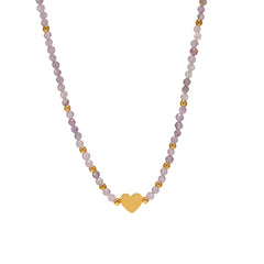 Natural Stone Heart or Shell Pearl-Look Beaded Necklace