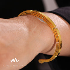 Gold-Tone Textured Open Cuff Bracelet