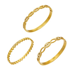 Cubic Zirconia Geometric Detail Bangle Bracelets