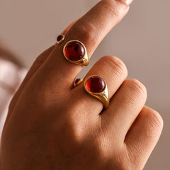 Garnet Two-Accent Open Ring