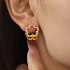 18K Gold-Plated Reversible Flower Hoop Earrings