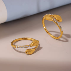 Hugging Hands Cubic Zirconia Open Ring