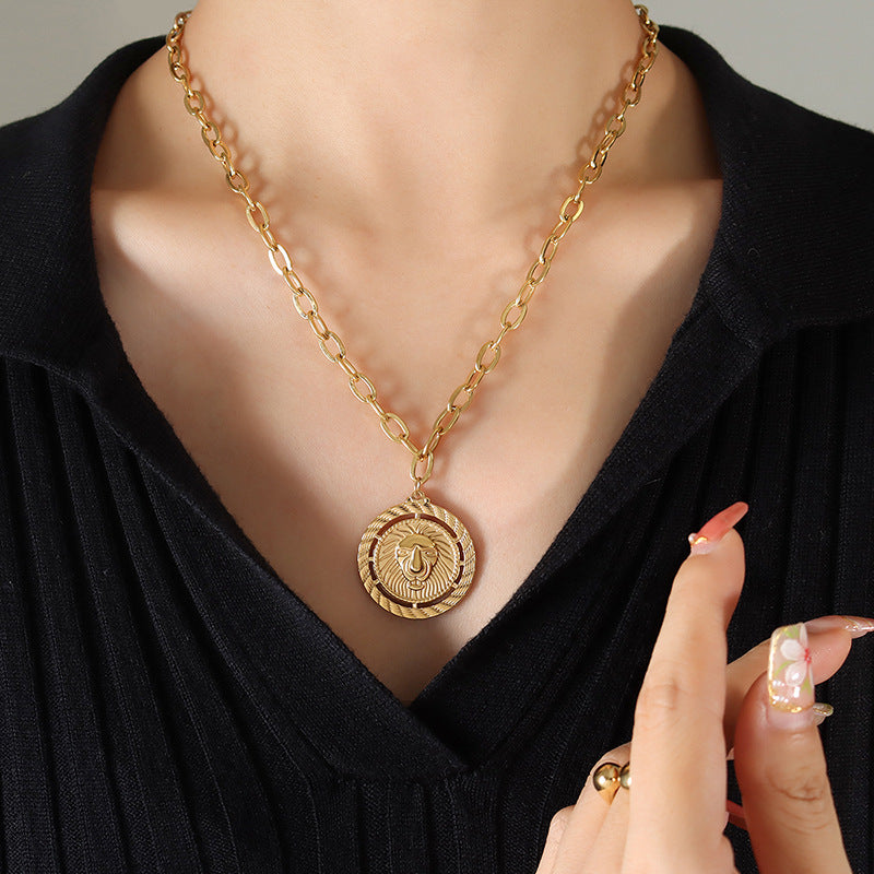 18K Gold-Plated Lion Coin Layered Necklace
