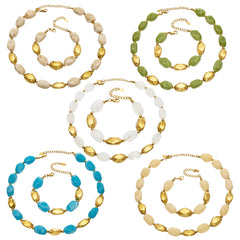 18K Gold-Plated Color Resin Link Jewelry