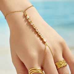 Square Cubic Zirconia Hand Chain Bracelet
