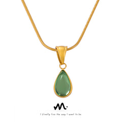 Green Teardrop Pendant Necklace