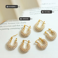 Pearl-Look U-Shaped Hoop Earrings