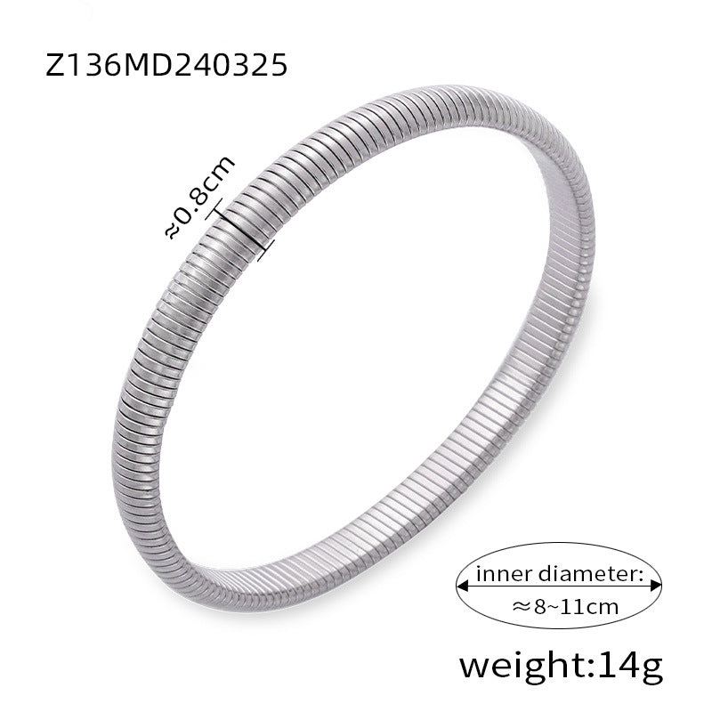 Ribbed Coil Bangle Bracelet