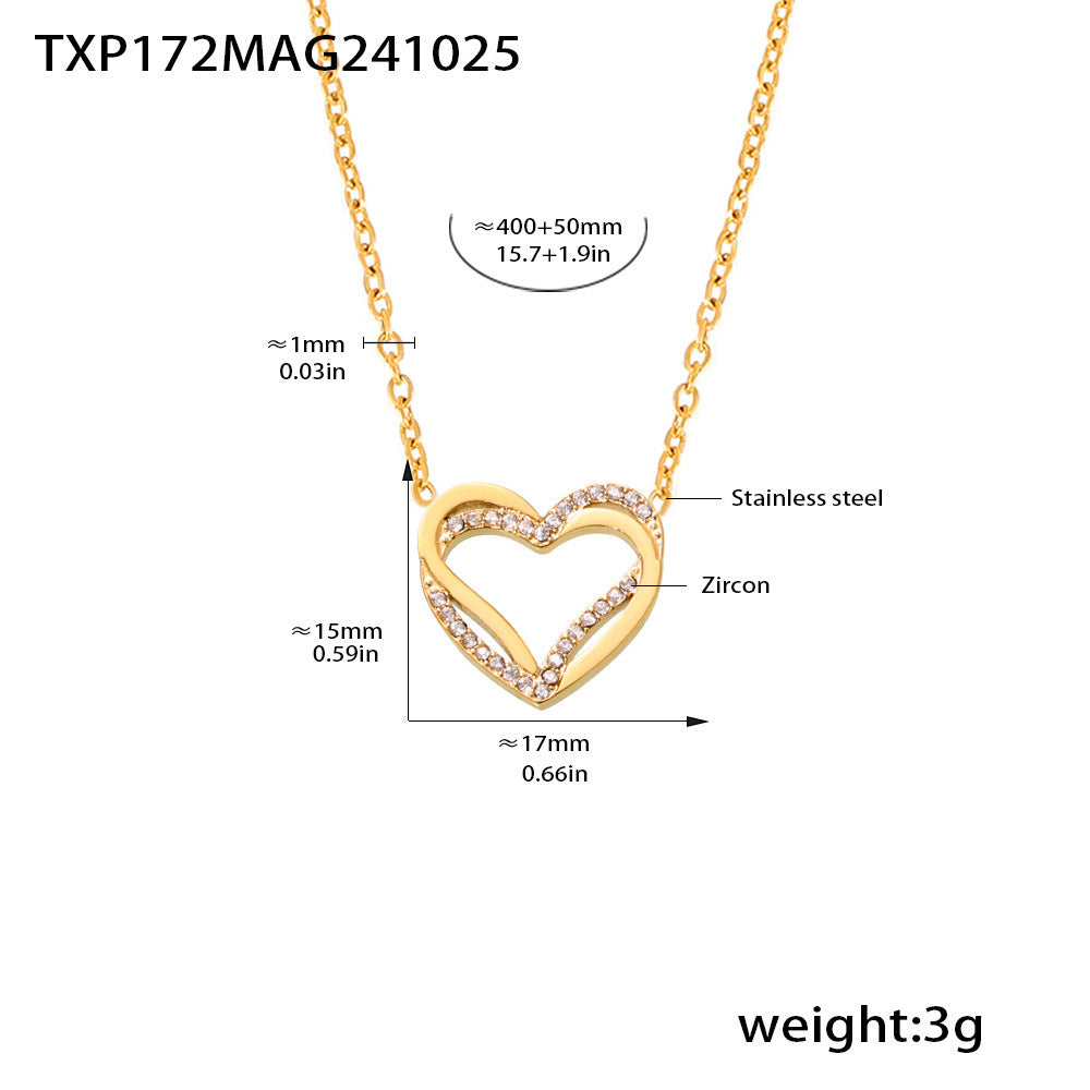 Heart Cubic Zirconia Necklace Bracelet or Flat Chain