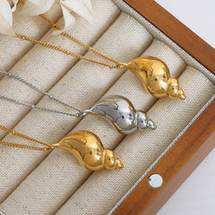 Gold-Tone Spiral Shell Pendant Necklace