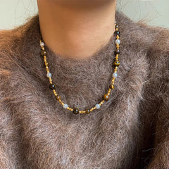 Nicolette Vintage-Inspired Tiger-Eye Pearl Necklace