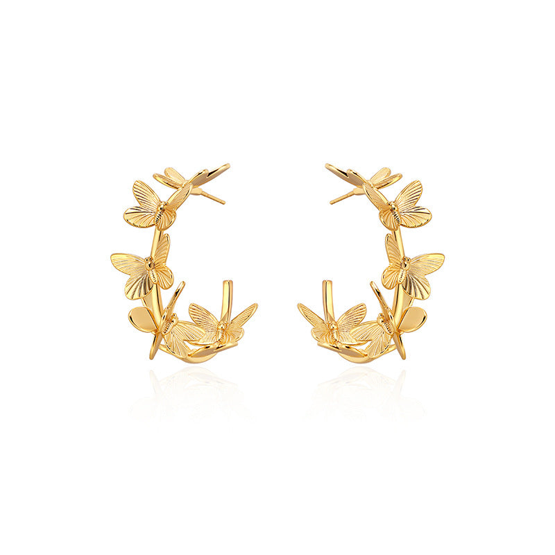 Daphne Vintage-Inspired Butterfly Hoop Earrings