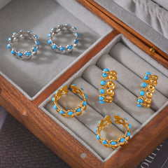 Blue Stone Accent Open Ring