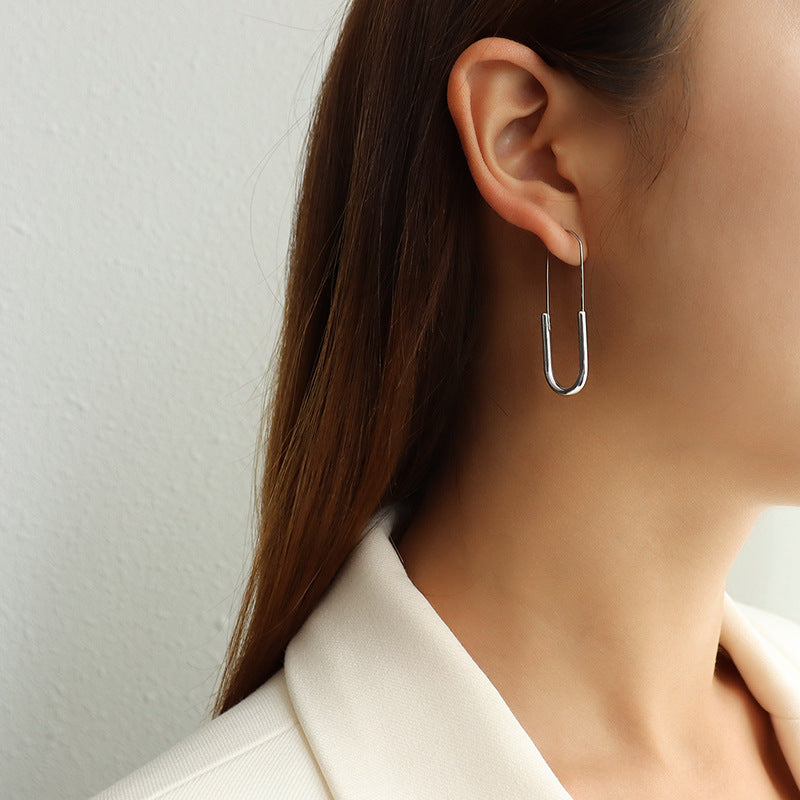 18K Gold-Plated Elongated Paperclip Earrings