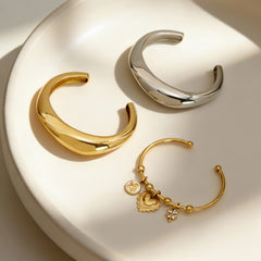 Sculptural Charm-Accent Open Cuff Bracelet