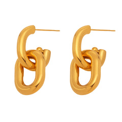 18K Gold-Plated Double-Link Drop Earrings