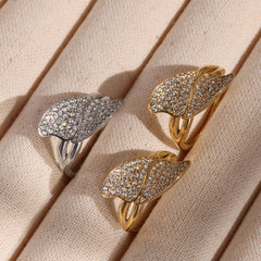 Cubic Zirconia Leaf Open Ring