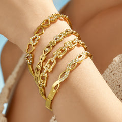 Cubic Zirconia Openwork Bangle Bracelets