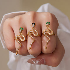 18K Gold-Plated Cubic Zirconia Snake Jewelry