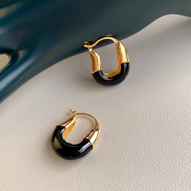 Nicolette Vintage-Inspired Enamel Huggie Earrings