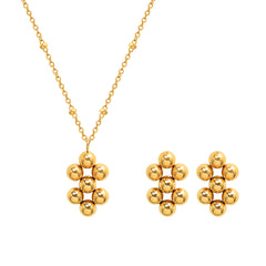 Polished Bead Necklace and Earrings