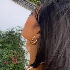 Nicolette Vintage-Inspired Resin Geometric Huggie Earrings