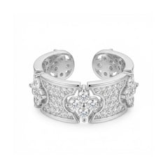 Camille Vintage-Inspired Pavé Clover Adjustable Ring