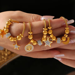 Celestial Charm Snake Chain Bracelet
