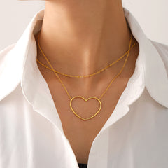18K Gold-Plated Open Heart Pendant Necklace