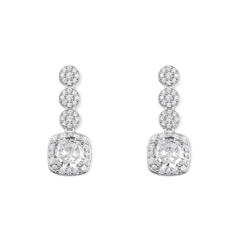 Camille Pavé Square Drop Earrings