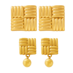 18K Gold-Plated Woven Square Earrings