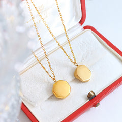 Gold-Tone Geometric Coin Pendant Designs