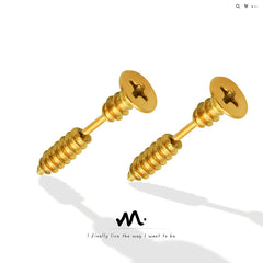Screw-Motif Stud Earrings