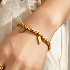 Gold-Tone Beaded Tag Charm Bracelets