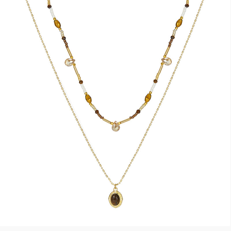 Marielle Vintage-Inspired Tiger-Eye Layered Necklace