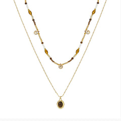 Marielle Vintage-Inspired Tiger-Eye Layered Necklace