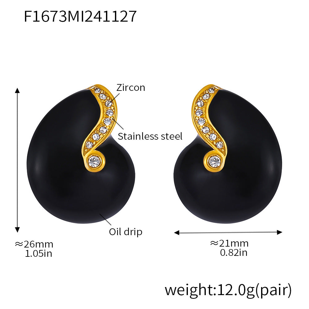 Enamel Spiral Stud Earrings