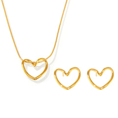 Sculptural Open Heart Necklace or Stud Earrings