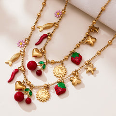 18K Gold-Plated Cherry Charm Necklace or Bracelet