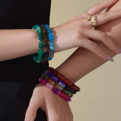 Natural Stone Stretch Bead Bracelet