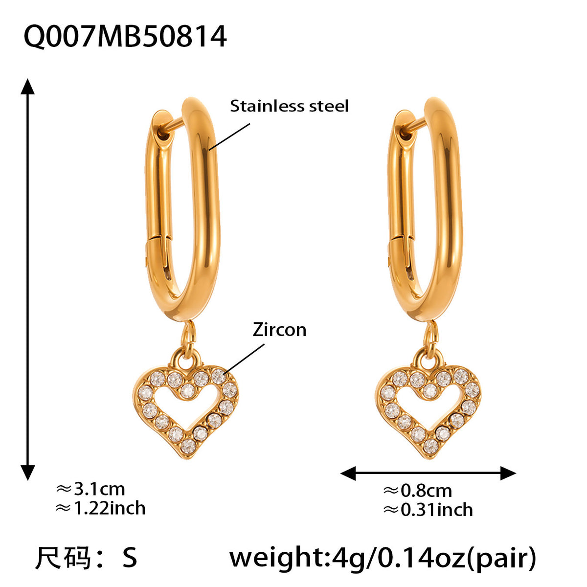 Gold-Tone Heart Charm Earring Designs