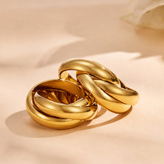 Interlocking Triple-Band Stainless Steel Ring