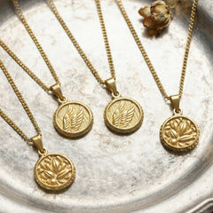 18K Gold-Plated Embossed Medallion Necklace