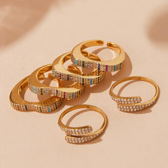 18K Gold-Plated Cubic Zirconia Open Band Rings