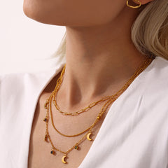 18K Gold-Plated Crescent Moon Charm Necklace