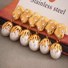 18K Gold-Plated Baroque Pearl-Look Drop Earrings