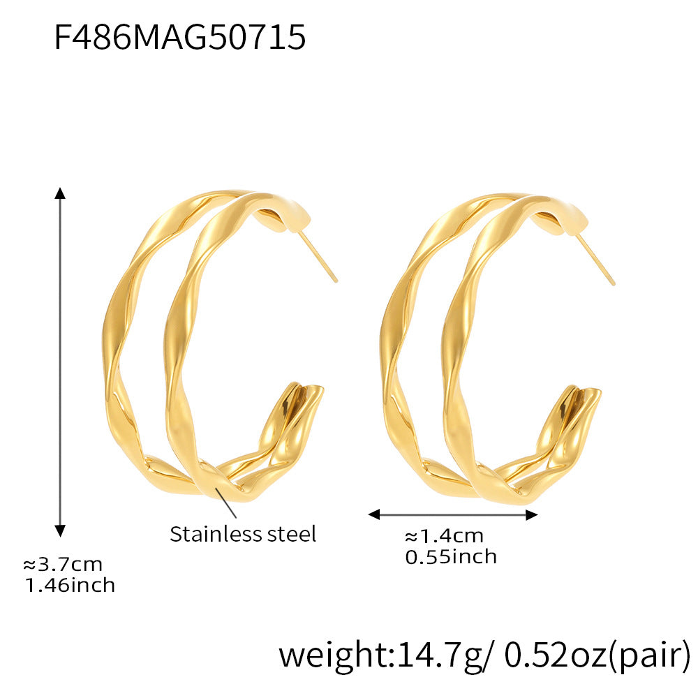 Twisted Double-Line Hoop Earrings