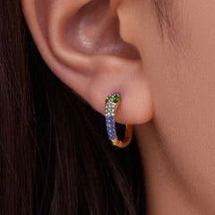 18K Gold-Plated Snake-Design Cubic Zirconia Huggie Earrings