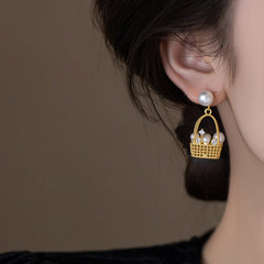 Nicolette Vintage-Inspired Pearl Pavé Stud Earrings No. 154555