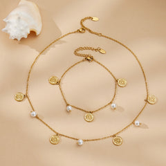 18K Gold-Plated Natural Stone or Pearl-Look Charm Jewelry